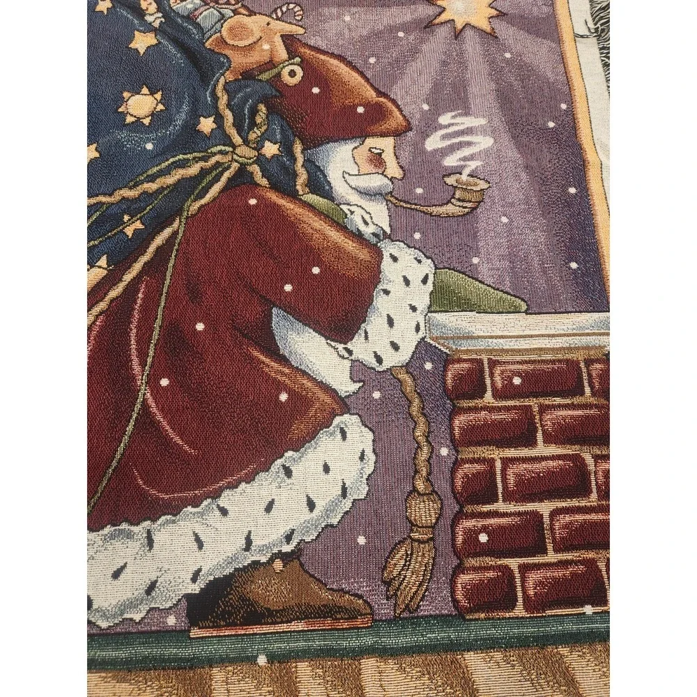 VTG. Mary Engelbreit  BELIEVE Christmas Throw BlanketTapestry 46x76 USA Made EUC
